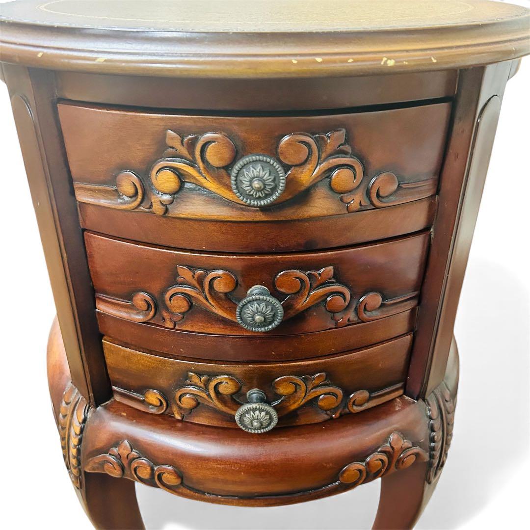 クロシオ コモ ラウンドチェスト3D ブラウン アンティーク風 サイドテーブル