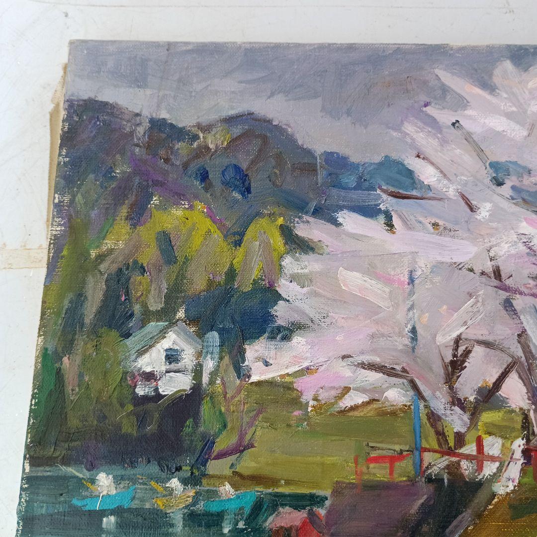 3179)川名満　油絵F8号　「湖畔の春」