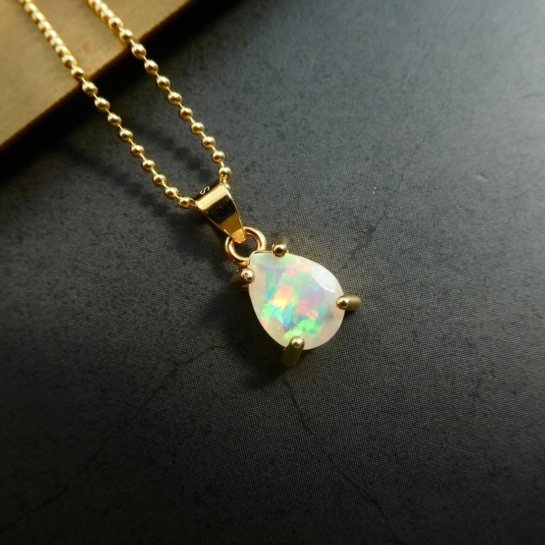 【虹入り】2)宝石質AAAオパールのシンプルネックレス