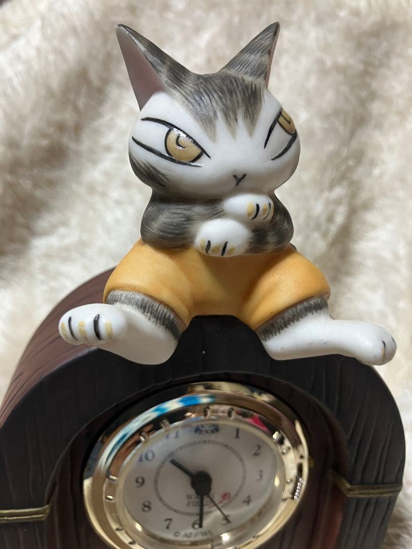・美品・稼動品・わちふぃーるど・ダヤン・置時計・レトロ風・陶器