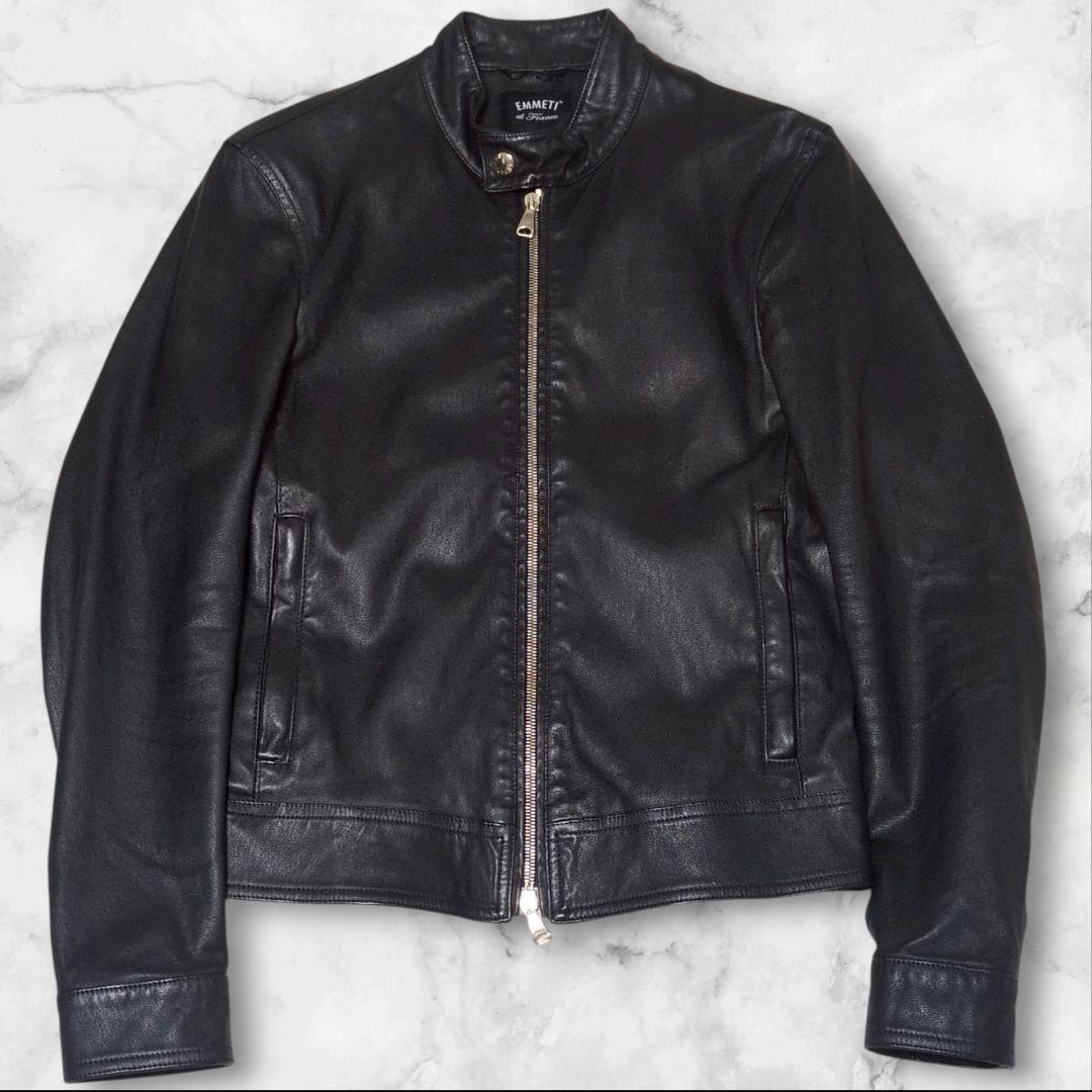 美品✨EMMETI JURI ゴールドジップ 黒 44 シングルライダース