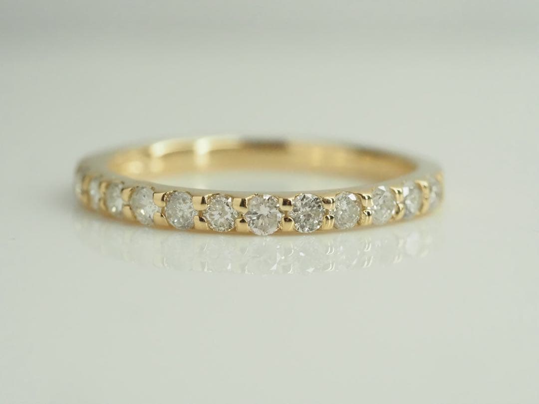 0.43ct K18YG 天然ダイヤモンド ハーフエタニティリング