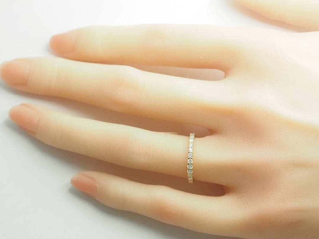 0.43ct K18YG 天然ダイヤモンド ハーフエタニティリング