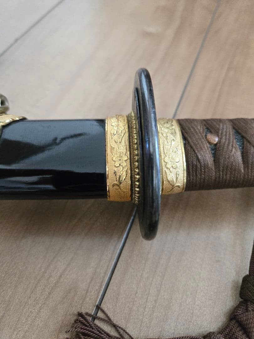 第二次大戦頃/実物　極美品　海軍士官軍刀拵え(刀身なし)　高級漆鞘　番号揃い