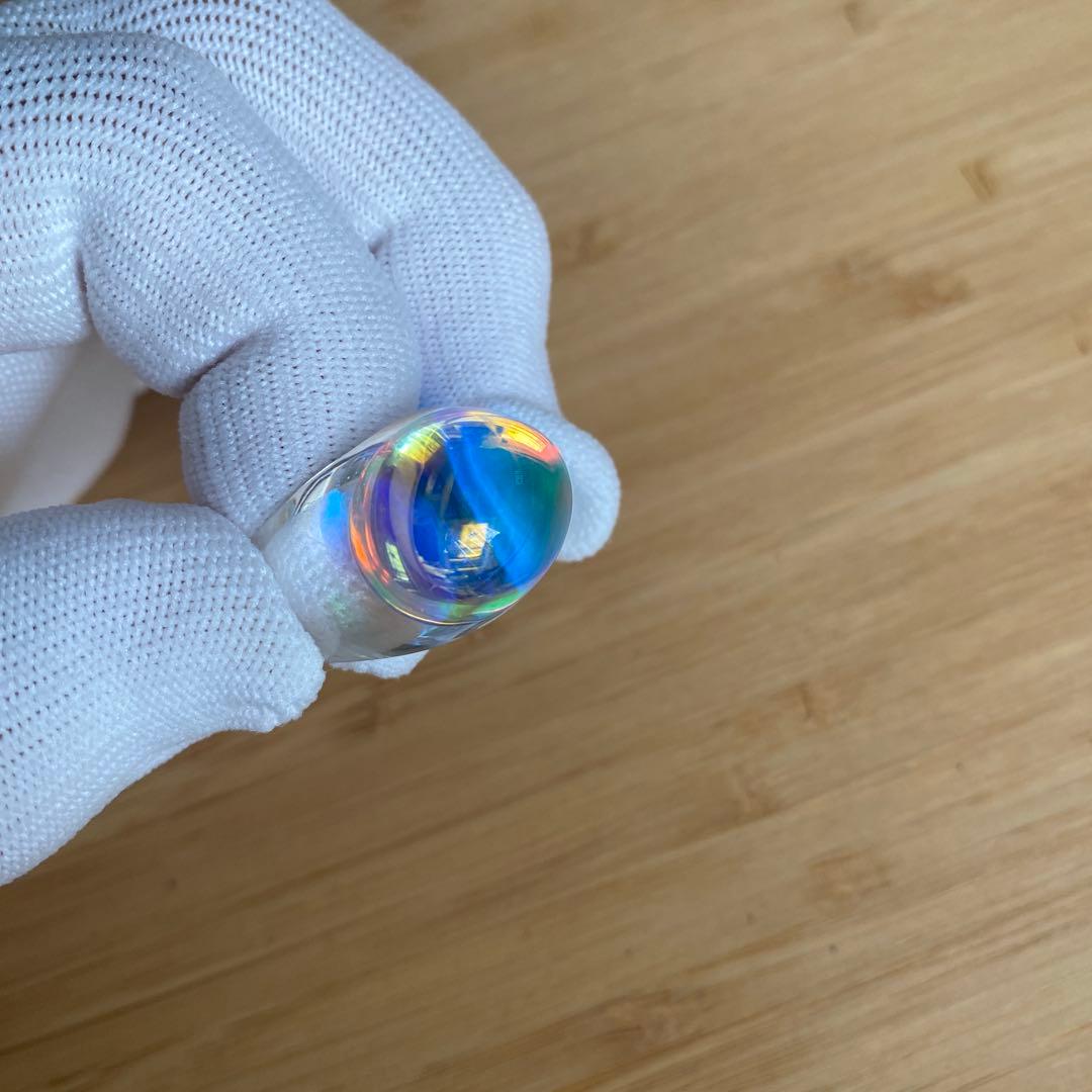 Baccarat❤️ガラスリング クリア アーク リング 虹色の輝き☆フランス製