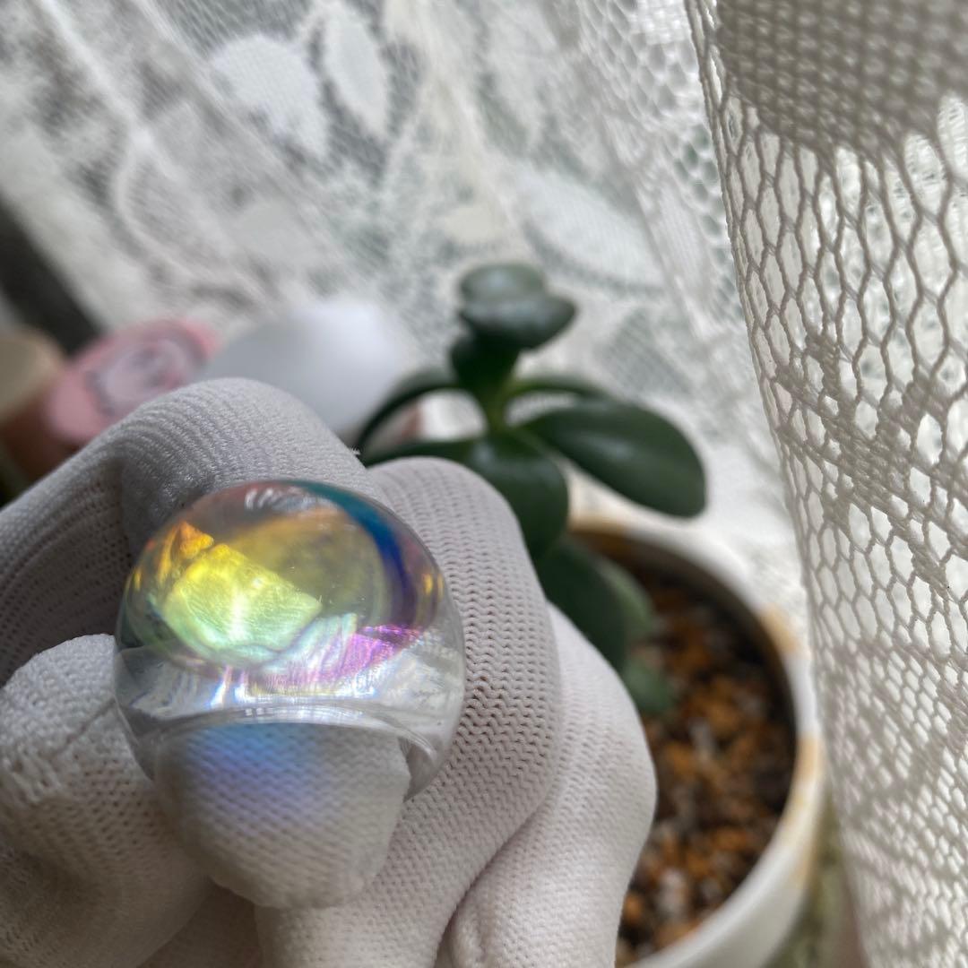 Baccarat❤️ガラスリング クリア アーク リング 虹色の輝き☆フランス製