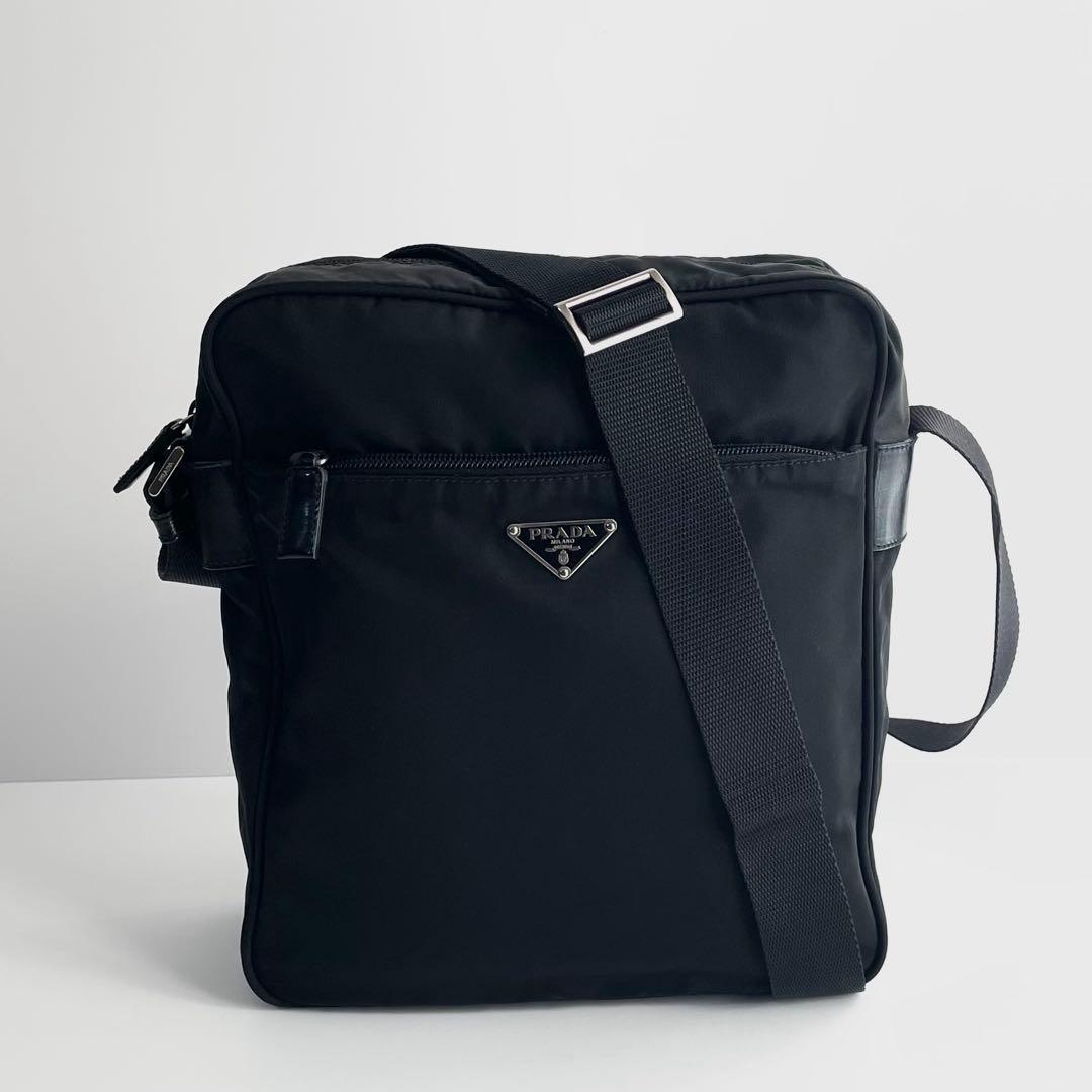【極美品〜美品】PRADA プラダ ショルダーバッグ ナイロン×レザー スクエア