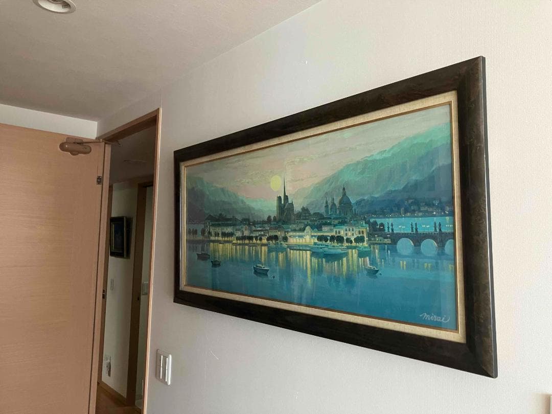 真作保証　川島未雷　「ヨーロッパ風景」　油彩　40号大作　一点もの