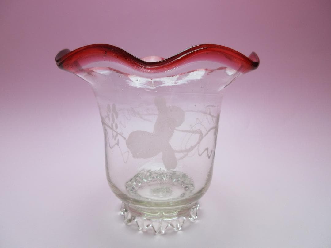 アンティーク 明治期～大正期 フリル 氷コップ デザートグラス 70816