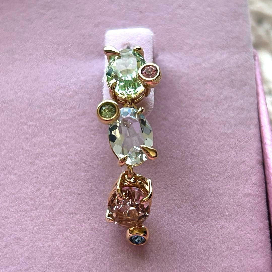 スワロフスキー Gema ドロップピアスマルチカラー ミックスカット アシメ