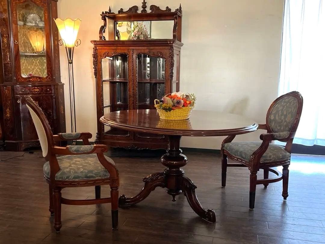 k007r116 イタリア製ダイニングテーブル・ダイニングチェア2脚セット