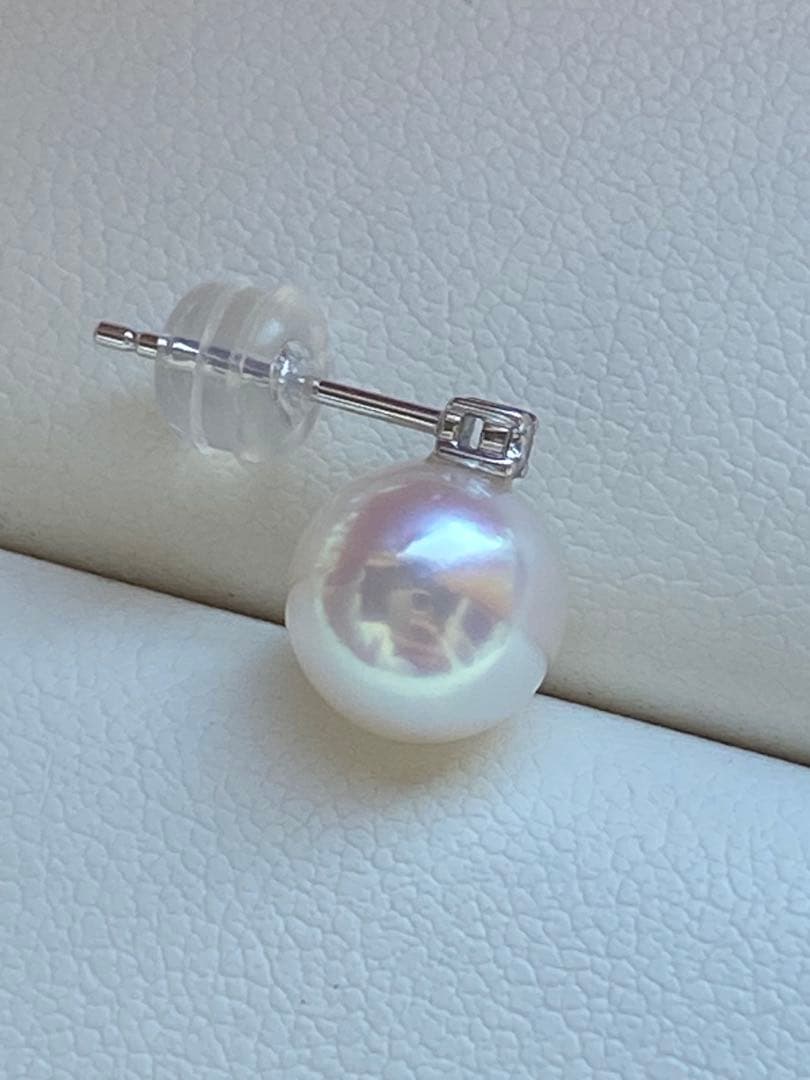 1830 あこや真珠　18KWG ダイヤモンド　天女級のテリ　8mmパールピアス