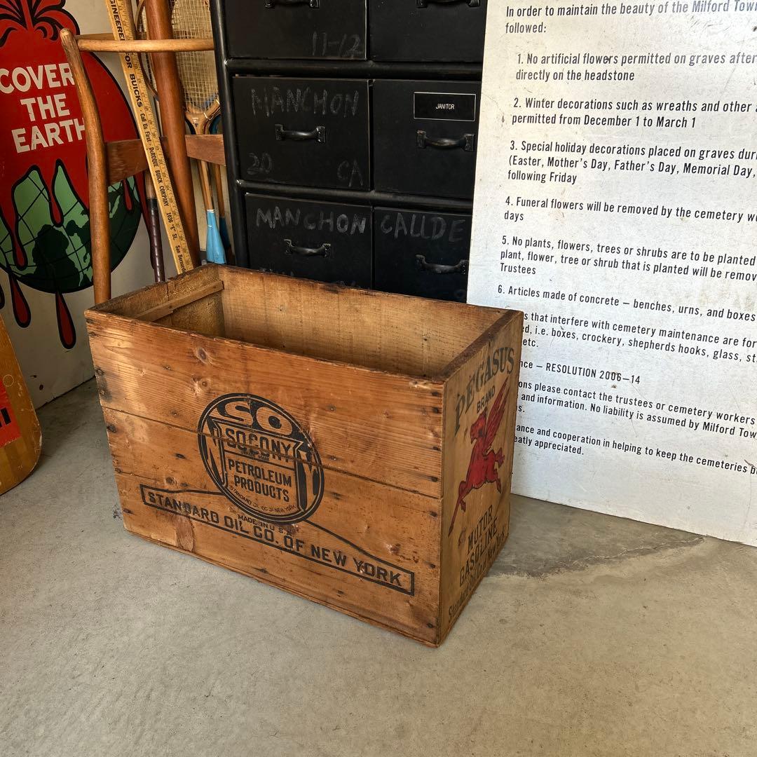 U.S.Aヴィンテージ SOCONY 木箱 vintage wooden box