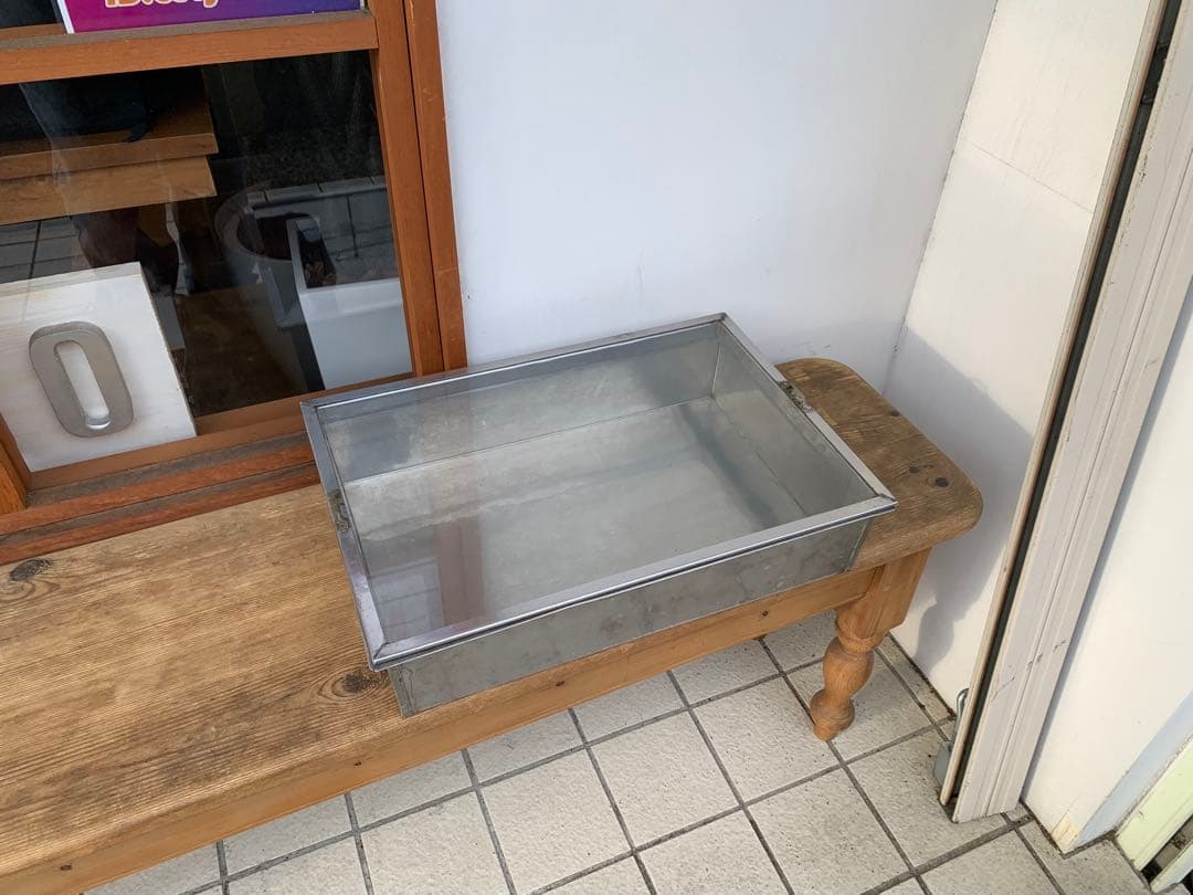 G0412★駄菓子屋ケース　ブリキガラスケース　蓋付ケース　駄菓子屋　店舗什器