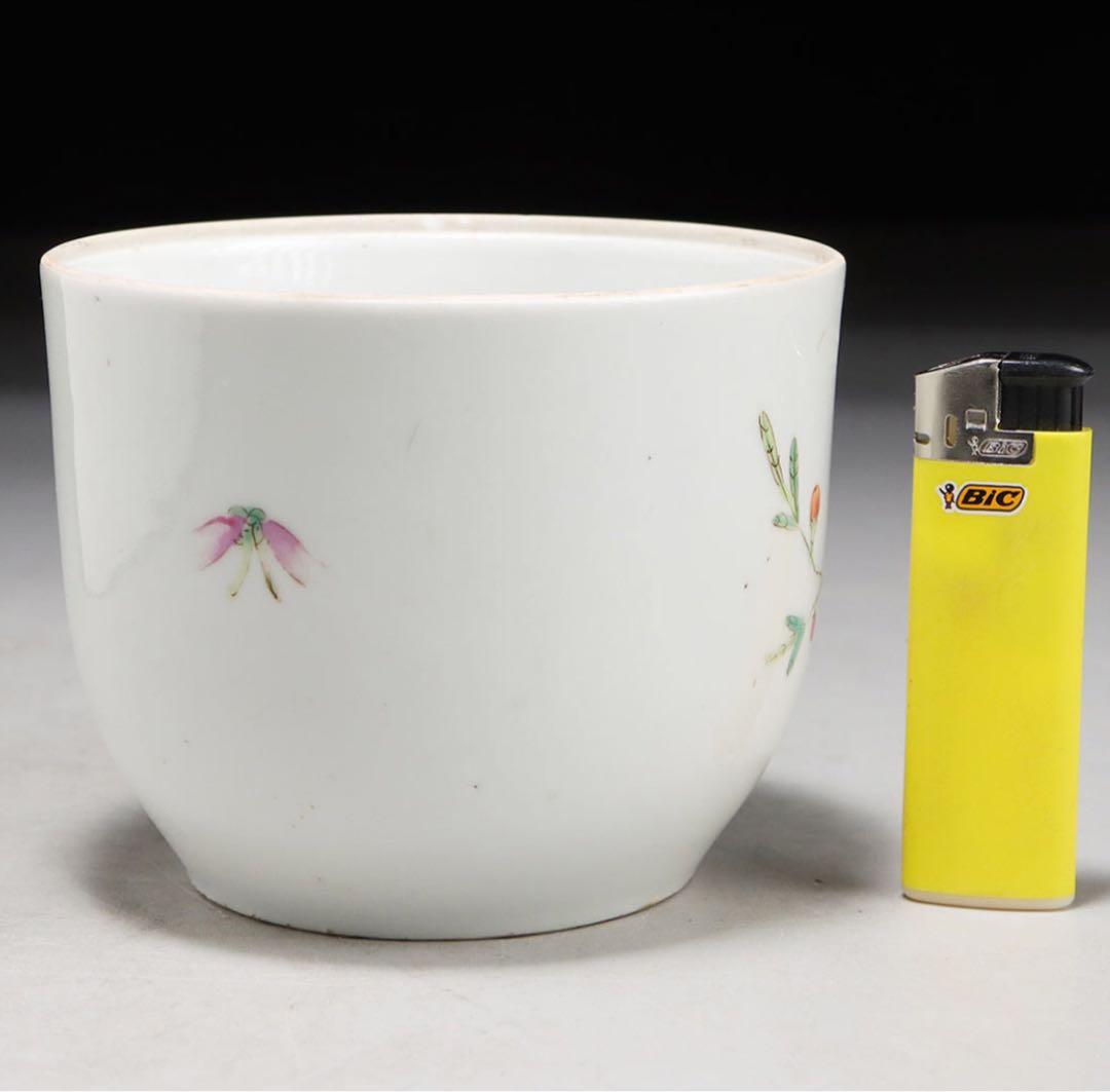 清時代粉彩茶入 陶磁器 花 茶道具 旧家整理品 中国古美術　専用箱あり