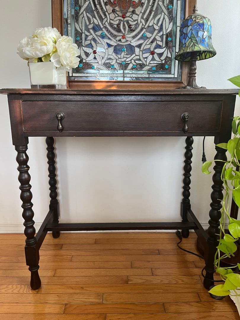 イギリス ホールテーブル ボールターンレッグ　アンティーク