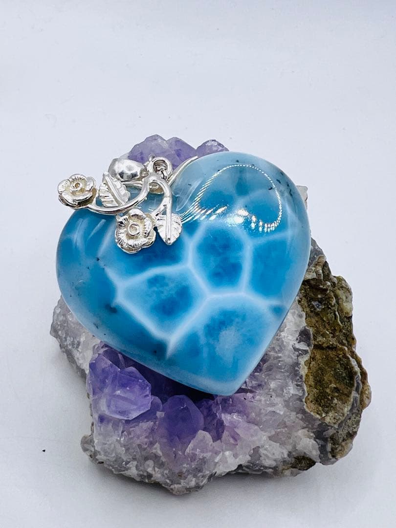 はちです。高品質ラリマーペンダントトップ