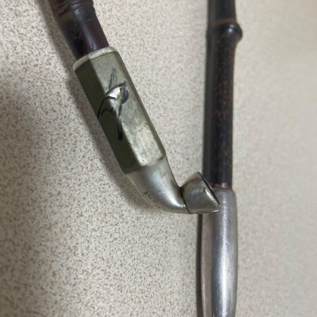 蔵出　江戸　明治金工　純銀　象嵌煙管　雀に菖蒲図　総重量69g