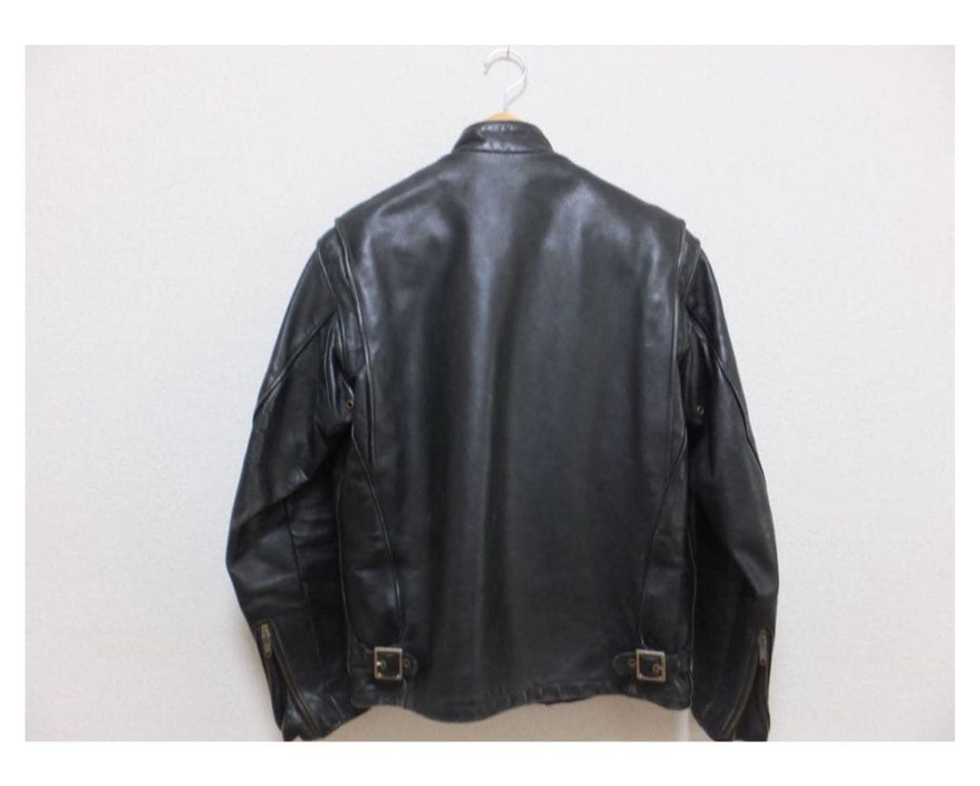 Schott ブラックレザーシングルライダースジャケット38 (M)品番641G