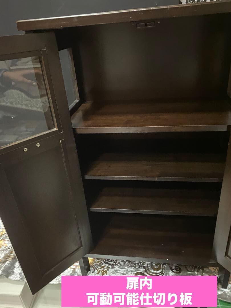 希少♦️高級 キャビネット♦️アジアンリゾート♦️天板 サイド ガラス 飾り棚♦️送料込