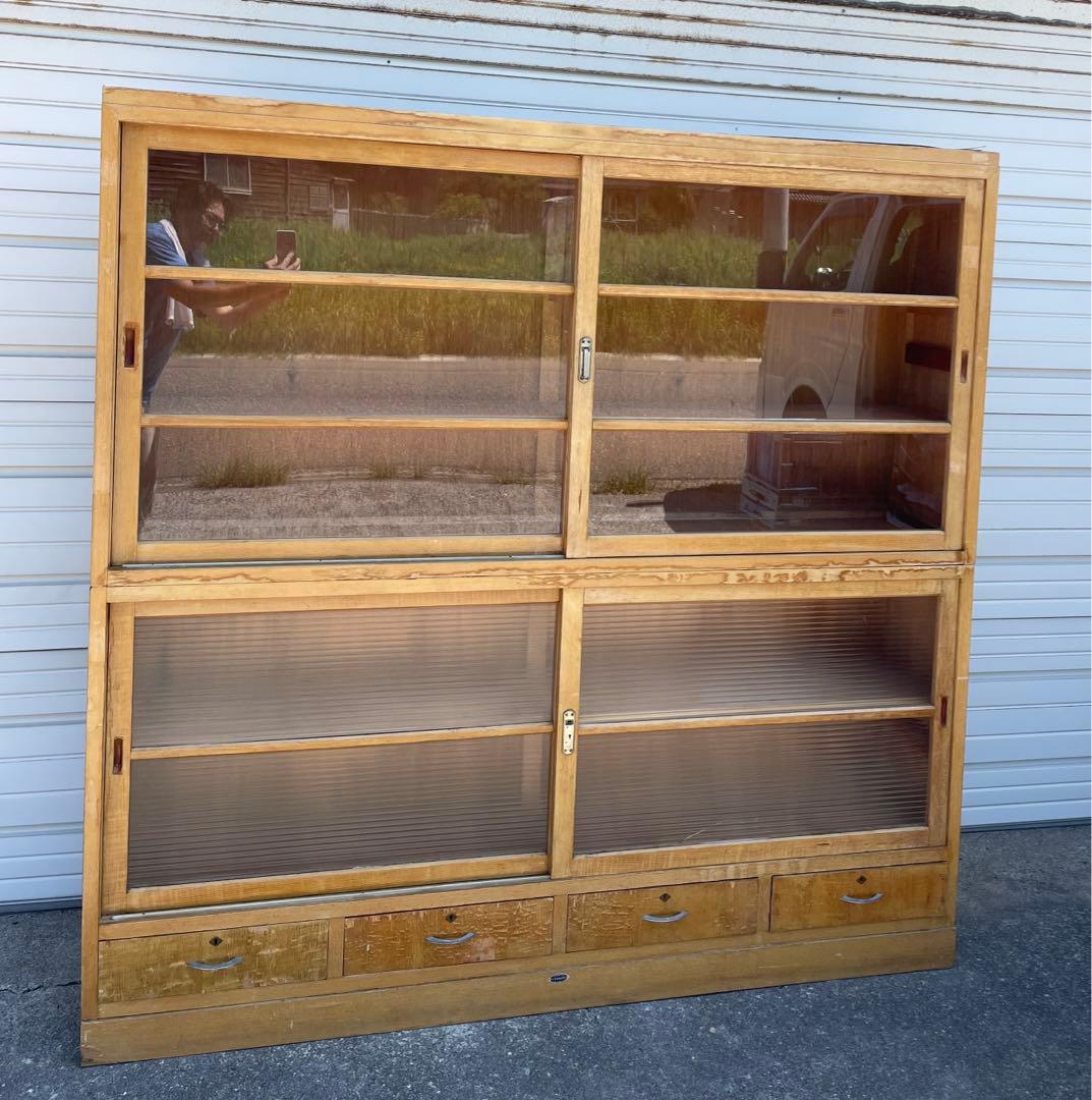 稀少/当時物/大型/水屋箪笥/箪笥/ガラス棚/食器棚/収納棚/小引き出し/②