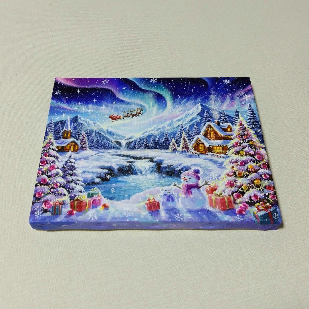 琥*ん様 【オーロラが輝く日】アクリル画 F3 風景画 絵画