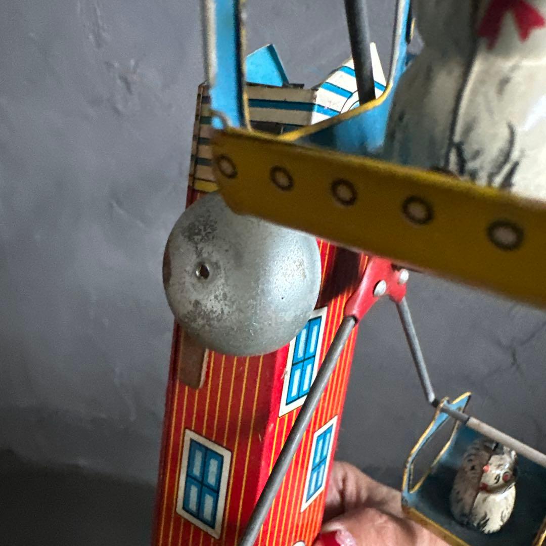 お値下げ‼️ブリキ観覧車 アンティーク雑貨 猫動物キャラクタージャンク