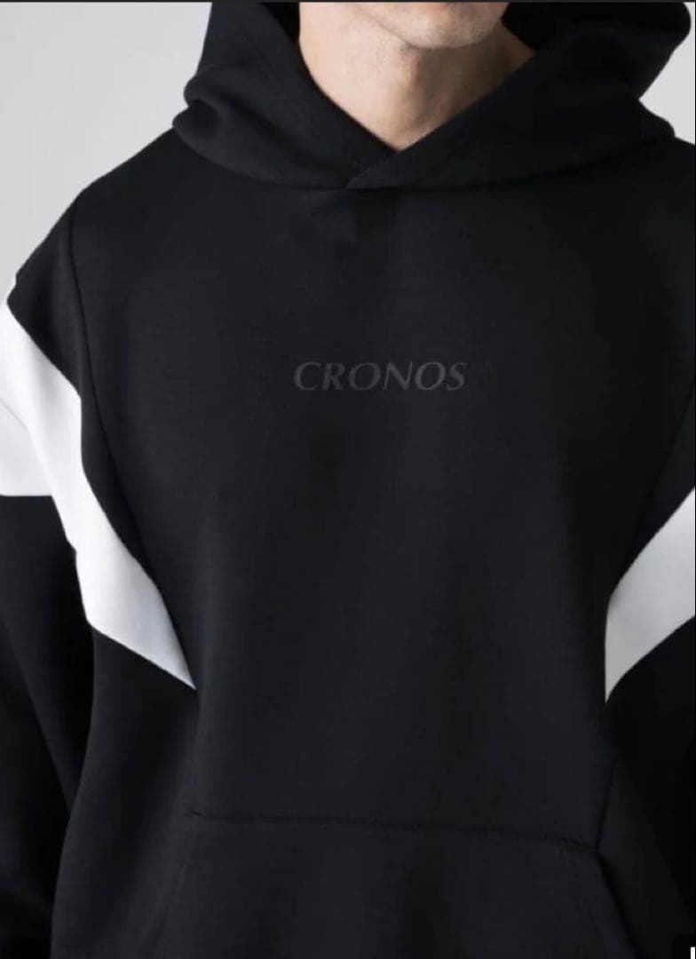 美品★完売品【CRONOS クロノス】 パーカーフーディ ブラックxホワイト