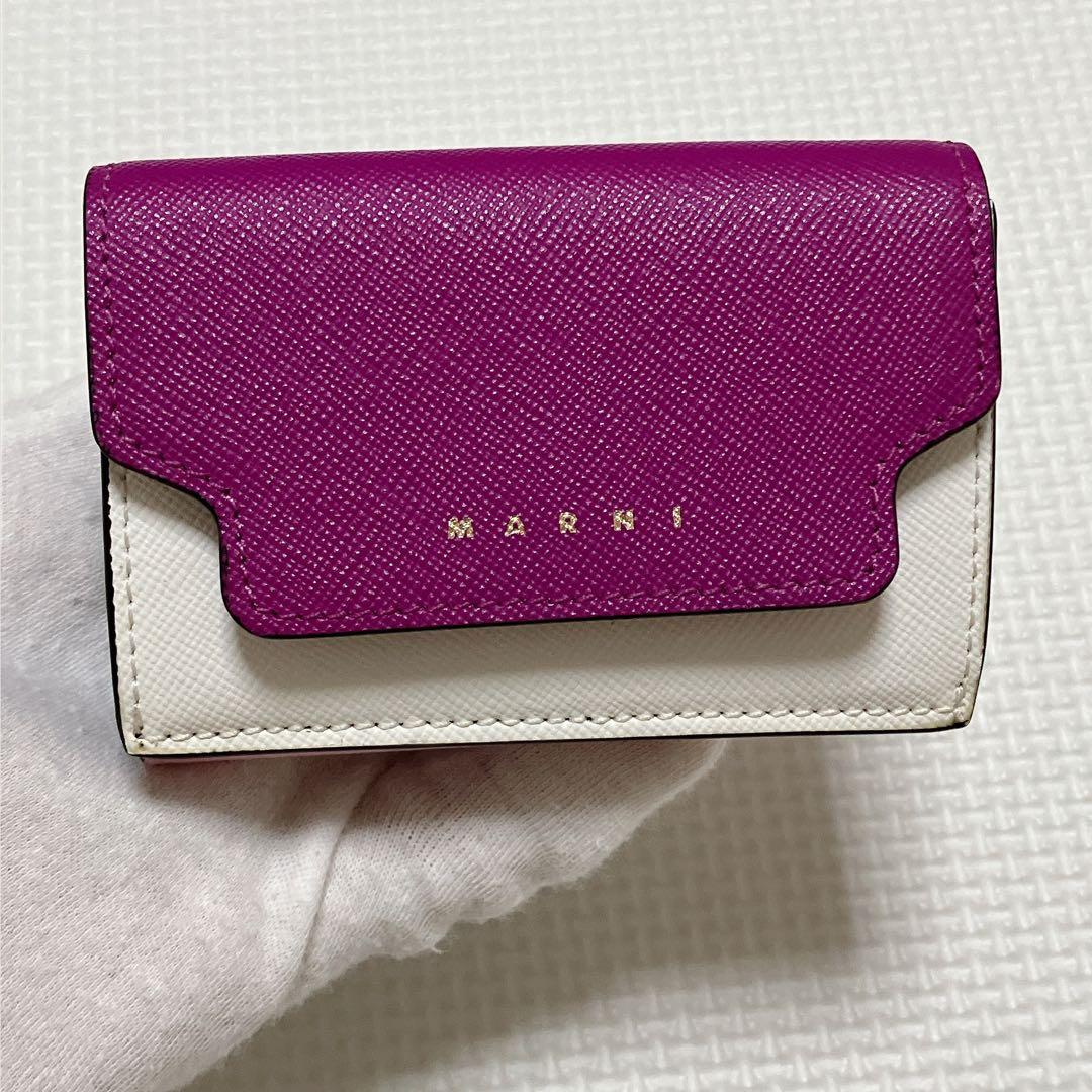 ・未使用　MARNI マルニ　レザー三つ折り財布　マルチカラー　ミニ財布