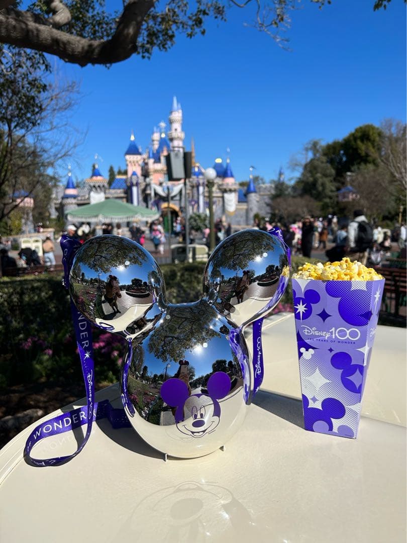 アメリカ 100周年 ディズニー ポップコーンバケツ シルバー バルーン型