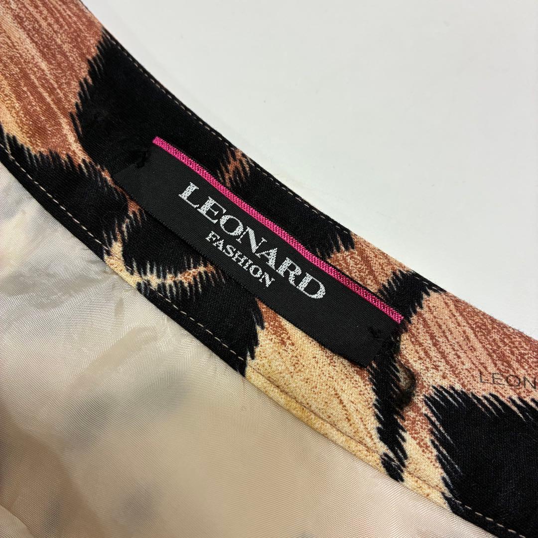 LEONALD レオナール☆レオパード柄膝丈タイトスカート 38 ベージュ系