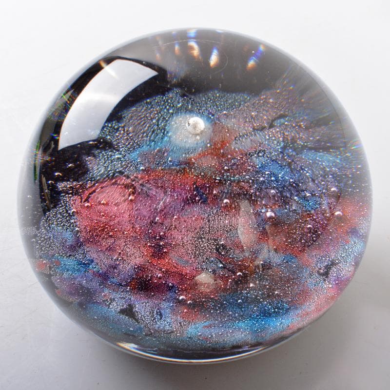 工芸ガラス　ガラス作家　戸田晶子作　吹きガラス　エナメル絵付　置物　VR6826