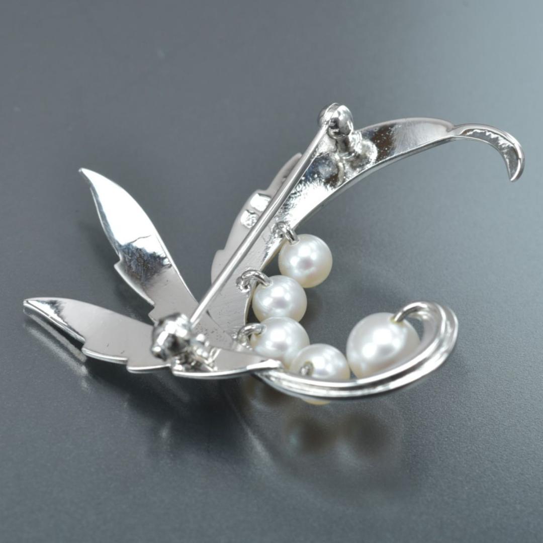 美品 MIKIMOTOアコヤ真珠ブローチ リーフ パール幅6.1mm重さ5.2g