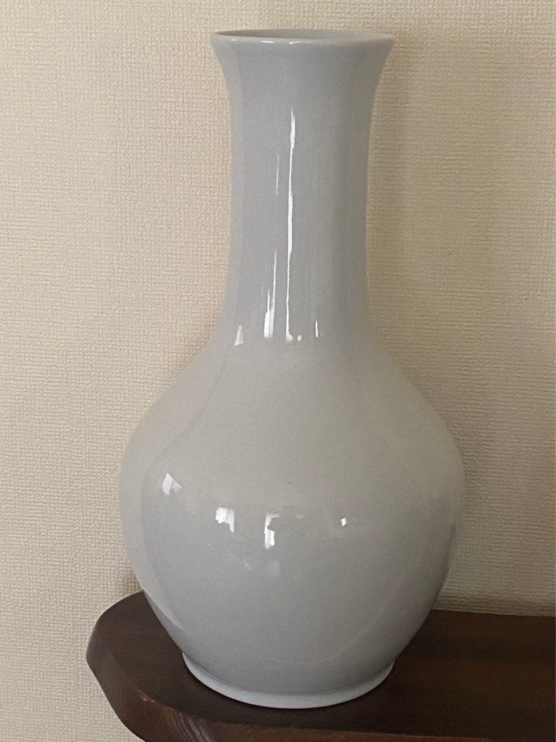 中国美術 中華民國 大白球瓶 花入 花器 古玩 唐物 高さ49cm X26cm