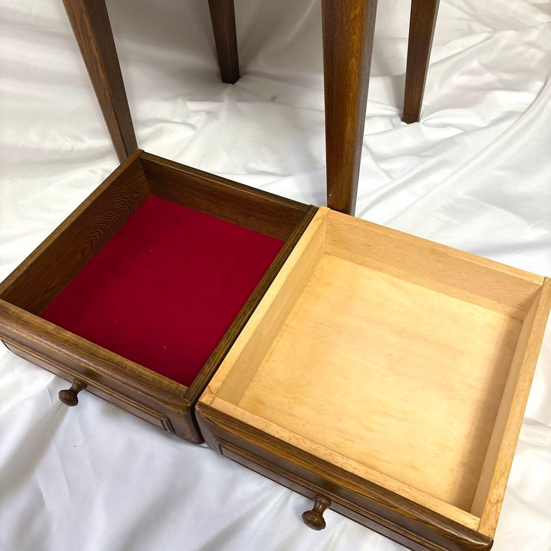 イタリアGiglio社　マホガニー木製サイドテーブル ガラス天板　2つ引き出し