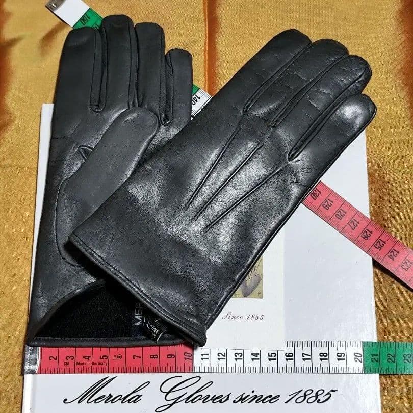 今季 メローラ ナッパグレー カシミア黒 革手袋 グローブ MEROLA