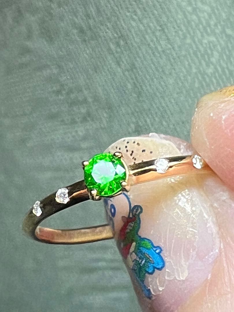 ホーステール入り デマントイドガーネット リング k18 YG 11号