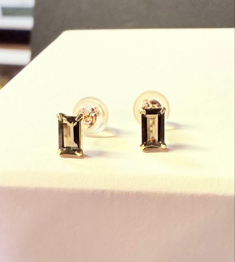 ■現行品■【cui-cui】K18 スモーキークォーツバケットカット ピアス