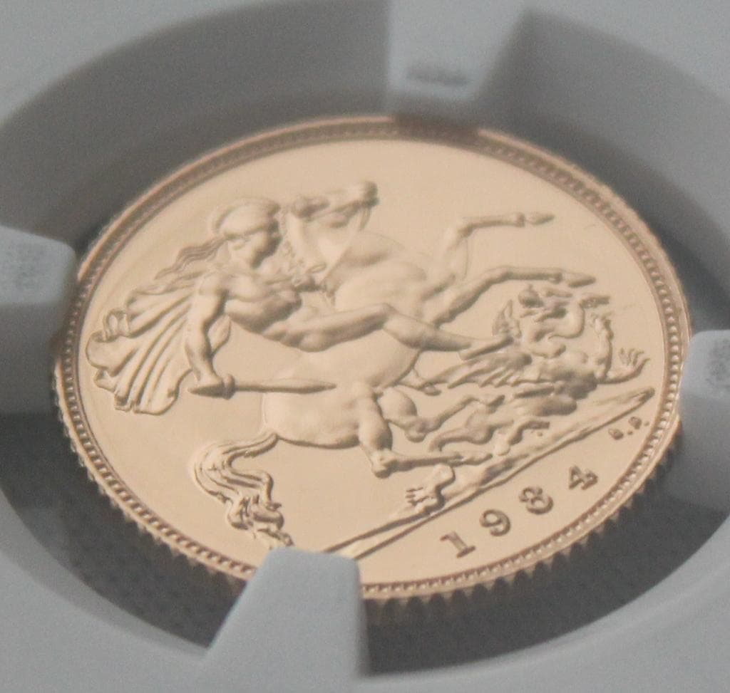 1984年イギリス エリザベス2世 1/2ソブリン金貨 NGC PF70DCAM