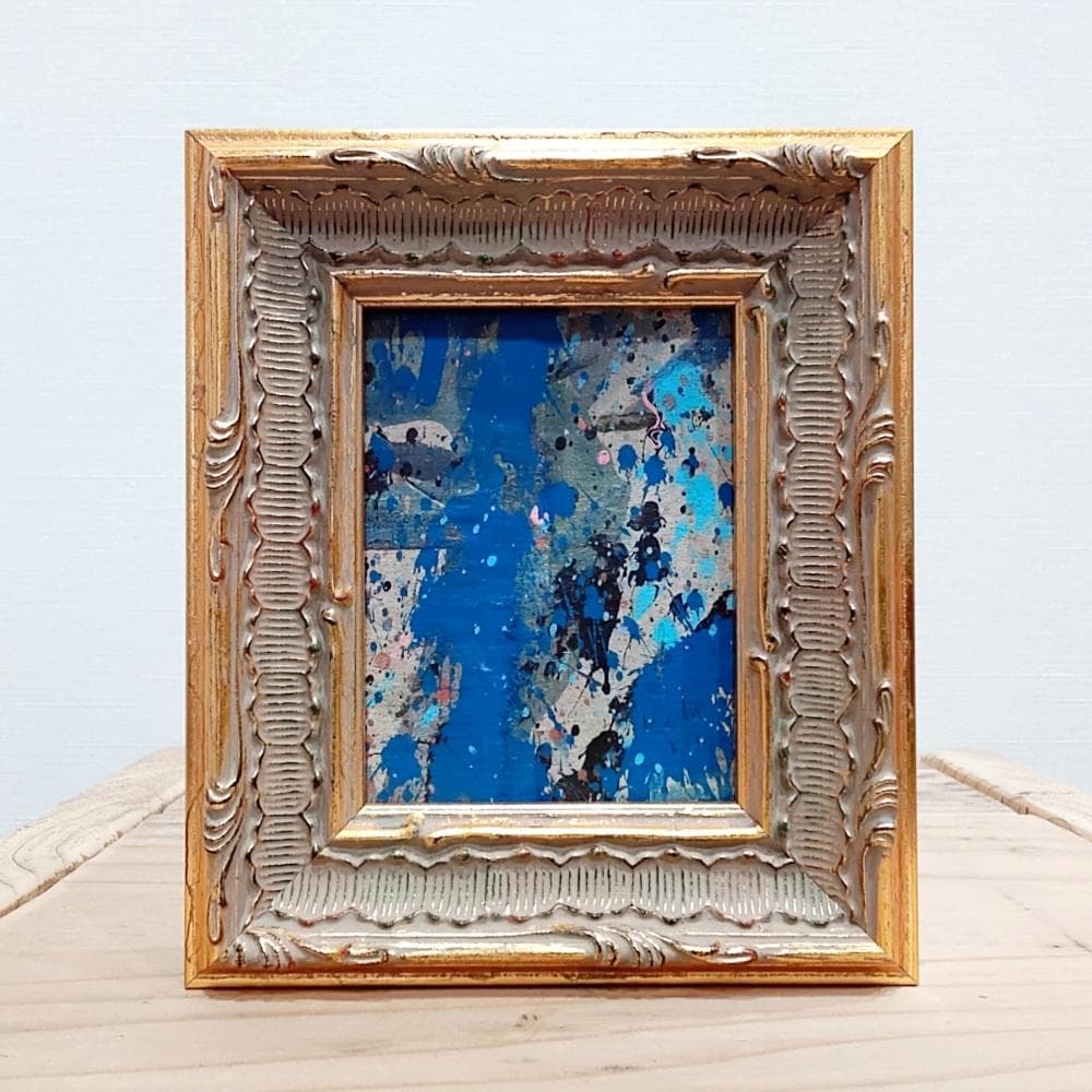 内野隆文　絵画　抽象画　段ボールにアクリル　アート作品　現代美術　ミニ額　額縁