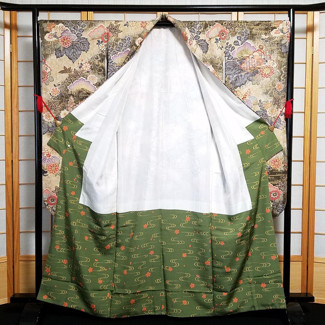 【予約済】M3670【着物と帯京月花】■五三桐に鹿の子花染分友禅正絹振袖袷広衿■