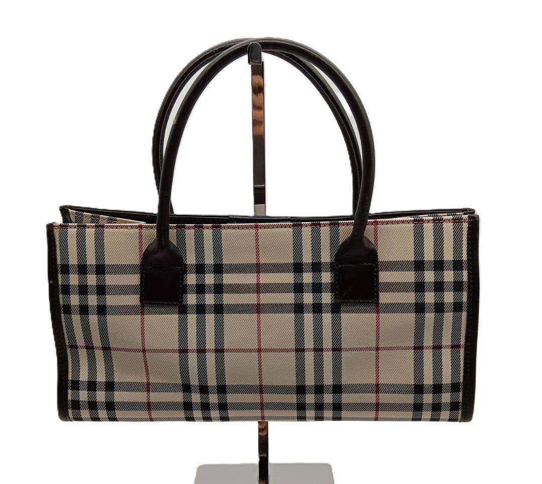 BURBERRY ノバチェック ハンドバッグ ダークブラウン×ベージュ系