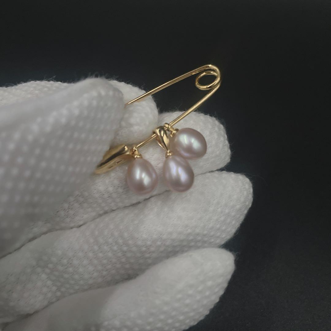 美品　ミキモト　ミニブローチ　本真珠　パール　カブトピン　ゴールド　0.6