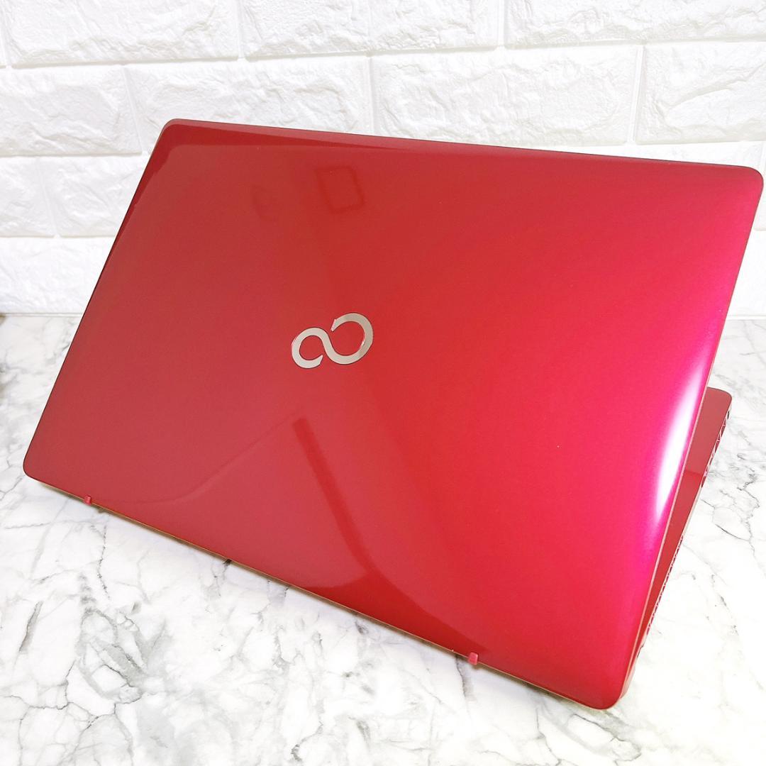 美品✨Windows11✨大容量1TB✨すぐ使えるカメラ付き薄型ノートパソコン赤