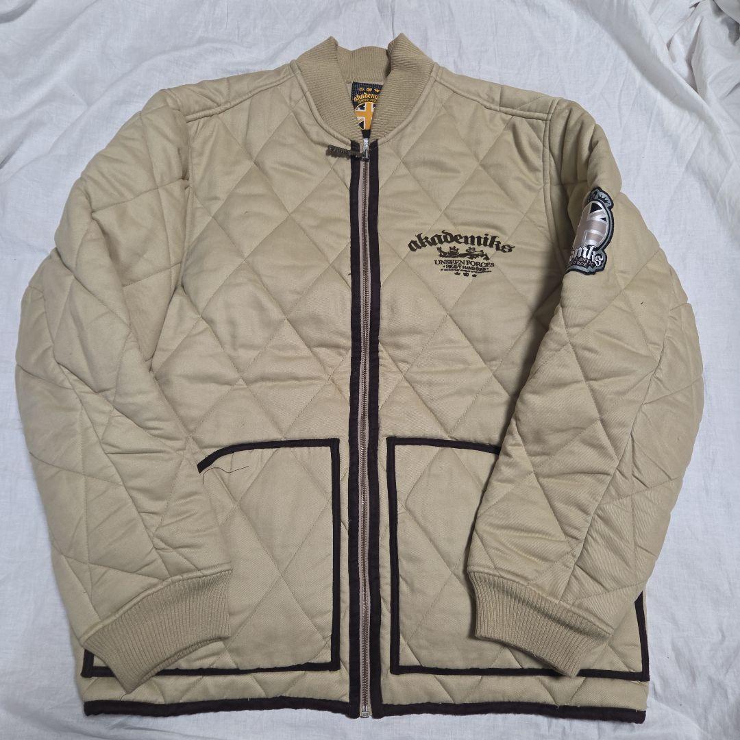 akademiks アカデミクス キルティングジャケット L ベージュ Y2K