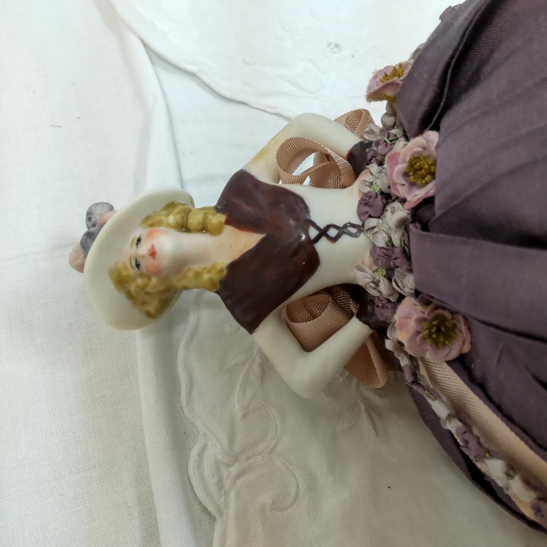 ハーフドール　ピンクッション　バイオレット　アンティーク風