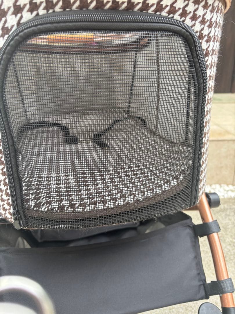 週末セール取説有　便利ペットカート　Lサイズ4輪2way 多機能おしゃれ千鳥格子