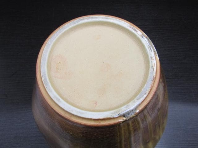 【未使用品】味鉄作 肥前焼 陶器 花瓶 花器 壺 大型 茶系 共箱なし