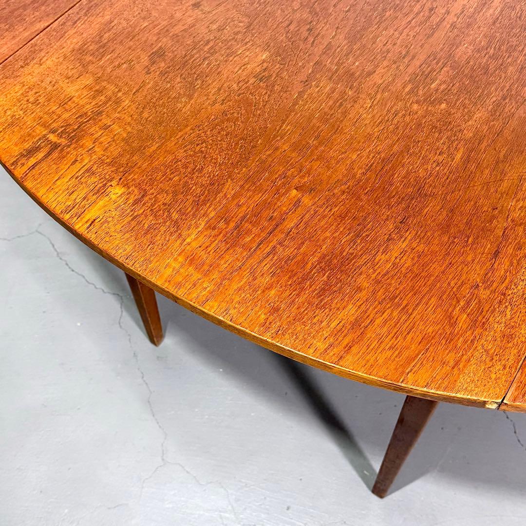 イギリス ビンテージ チークドロップリーフ ラウンドテーブル (301)