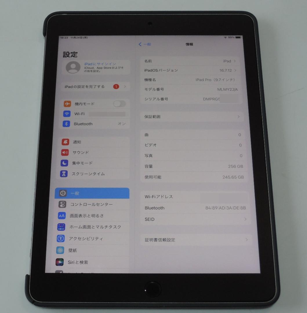 極上美品 iPad Pro 9.7 スペースグレイ 256GB MLMY2J/A